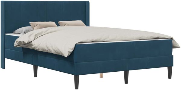 vidaXL Bettgestell mit Matratze mit Kopfteil Blau 160 x 200 cm Samt 3414878 Bild 2