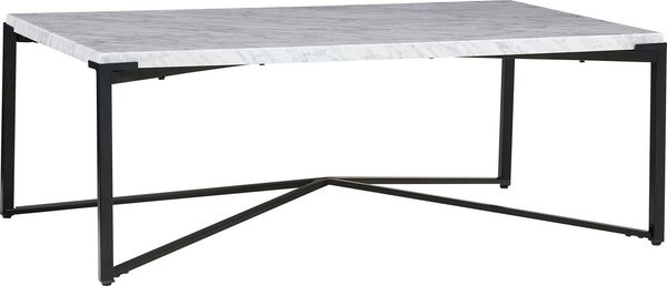 Leonique Couchtisch Saxon Couchtisch, Couchtisch, rechteckig, helle Marmorplatte, schwarze Beine, 122x71x43