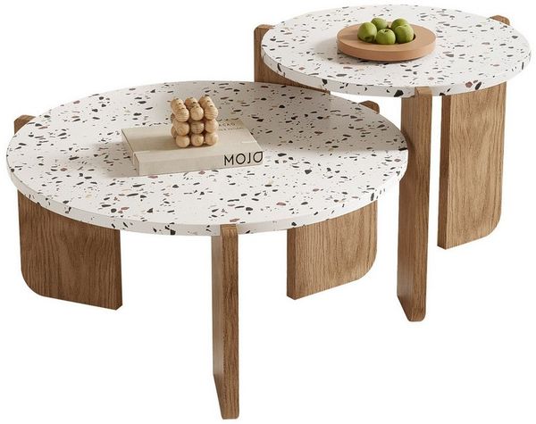 Refined Living Couchtisch Moderner zusammensetzbarer Couchtisch Sofa-Beistelltisch (2er-Set, Couchtisch-Set für Wohnzimmer, Beistelltisch, Stilvolles Nesting-Kaffeetisch-Set), Geeignet für Wohnzimmer, Balkon, Schlafzimmer und andere Szenen