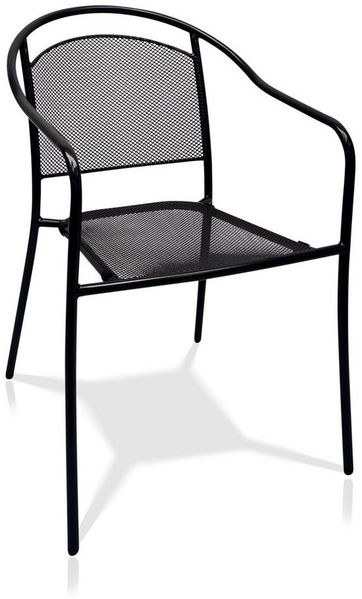 KHG Gartenstuhl mit Armlehnen & Gittergeflecht Anthrazit, bis 150 kg belastbar, aus Stahl mit E-Coating-Beschichtung, bis 150 kg belastbar, stapelbar