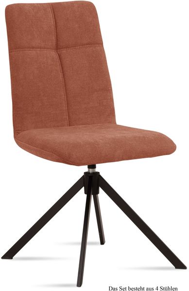 Esszimmerstuhl drehbar (4er-Set) Debbie 47x92x60 Schwarz/Cognac