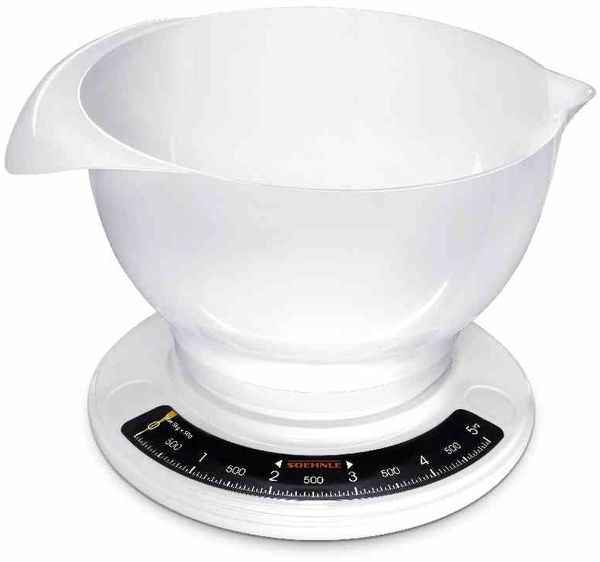 SOEHNLE Küchenwaage Culina pro analog 5kg Tragkraft weiß mit Rührschüssel