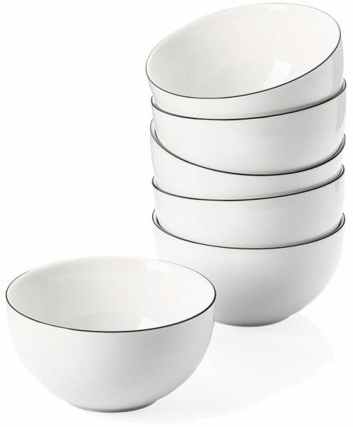 Arzberg Cucina-Basic Schüsselset 6-tlg, Schalen mit Farbrand, Porzellan, Colori Black, 42100-671167-28444