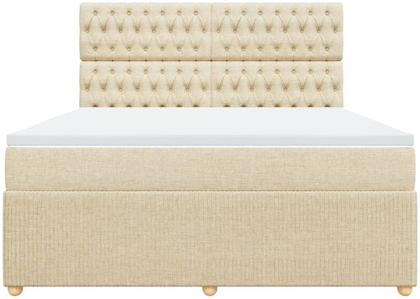 vidaXL Boxspringbett mit Matratze Creme 180x200 cm Stoff 3294447 Bild 6