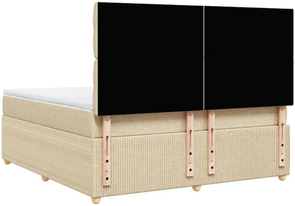 vidaXL Boxspringbett mit Matratze Creme 180x200 cm Stoff 3294447 Bild 8