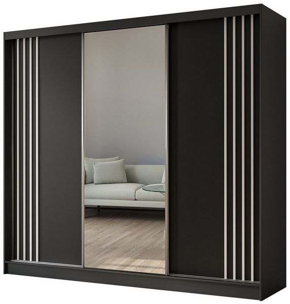 Compleo Kleiderschrank mit Spiegel MALTA Schwebetürenschrank mit Lamellen, Breite: 240 cm