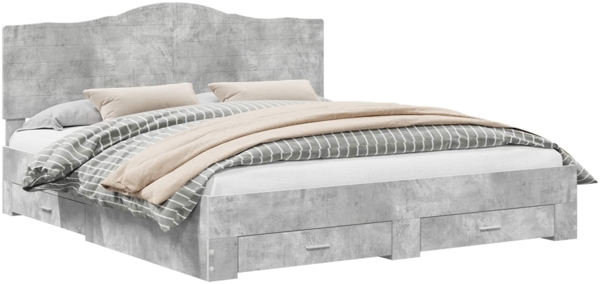vidaXL Bettrahmen mit Kopfteil Beton Grau 180 x 200 cm Holzwerkstoff 3413572