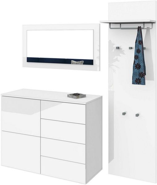borchardt Möbel Garderoben-Set Rova, (3-St), Drucköffner (Push-To-Open), höhenverstellbare Einlegeböden