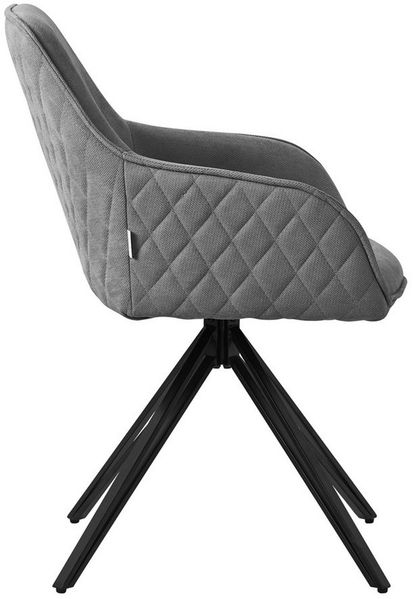 ML-DESIGN Polsterstuhl Esszimmerstuhl aus Textil Webstoff mit Metallbeine, 360° drehbar (2 St), Stuhl mit Rücken-& Armlehne Grau Küchenstuhl Wohnzimmerstuhl Bild 2