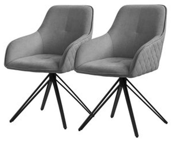 ML-DESIGN Polsterstuhl Esszimmerstuhl aus Textil Webstoff mit Metallbeine, 360° drehbar (2 St), Stuhl mit Rücken-& Armlehne Grau Küchenstuhl Wohnzimmerstuhl Bild 6