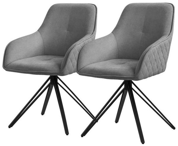 ML-DESIGN Polsterstuhl Esszimmerstuhl aus Textil Webstoff mit Metallbeine, 360° drehbar (2 St), Stuhl mit Rücken-& Armlehne Grau Küchenstuhl Wohnzimmerstuhl Bild 4