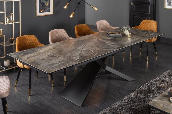 invicta INTERIOR Ausziehbarer Esstisch Euphoria 180-220-260cm Taupe Keramik in Marmor-Optik Konferenztisch