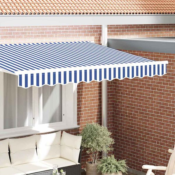 vidaXL Markisenschürzen-Ersatz Blau und Weiß 2,5 m Polyester 42000666