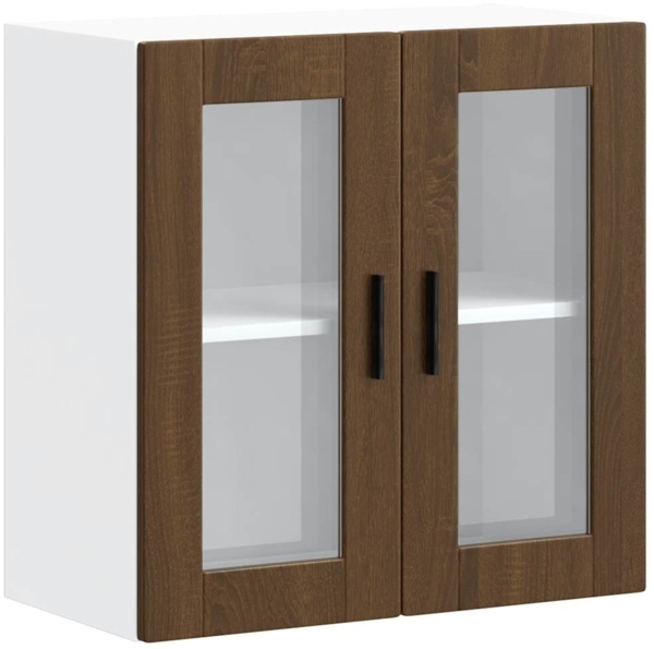 vidaXL Küchen-Hängeschrank mit Glastür Porto Braun Eichen-Optik 854154