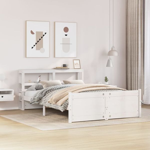 vidaXL Bettgestell mit Kopfteil ohne Matratze Weiß 120x200 cm 3306020