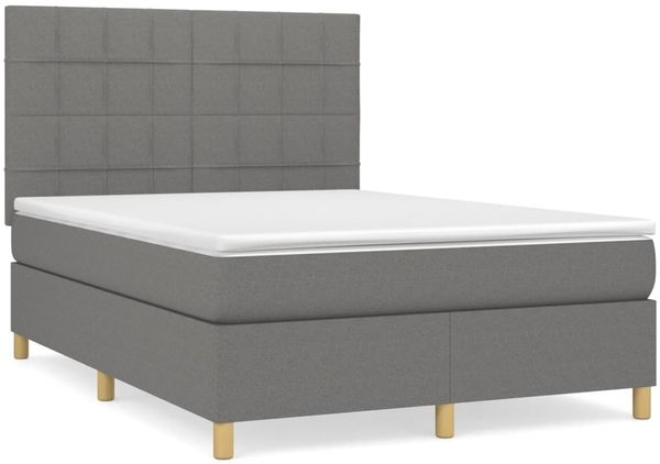vidaXL Boxspringbett mit Matratze Dunkelgrau 140x200 cm Stoff 3142338 Bild 2