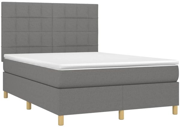 vidaXL Boxspringbett mit Matratze Dunkelgrau 140x200 cm Stoff 3142338 Bild 3