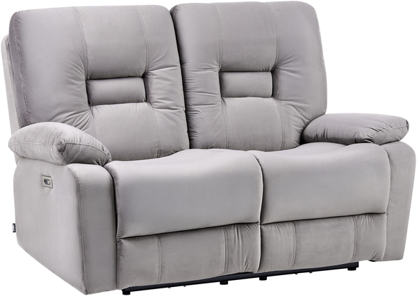 Sofa elektrisch verstellbar 2-Sitzer BERGEN Samtstoff Grau Bild 4