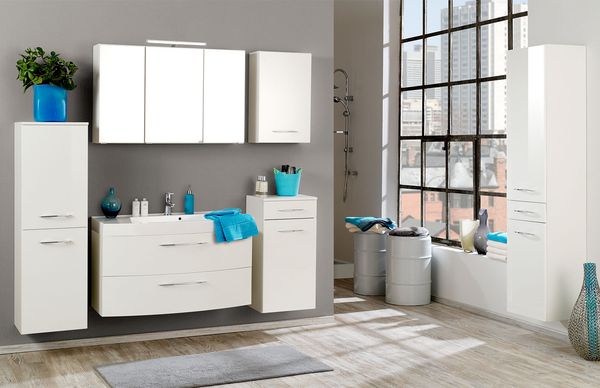 Badezimmer-Set >Graphit< in Weiß, Weiß-Hochglanz