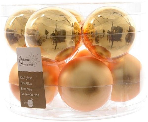 Kaemingk Weihnachtsbaumkugel Weihnachtsbaumkugeln Glas Ø 6 cm 10 Stück gold matt/glänzend
