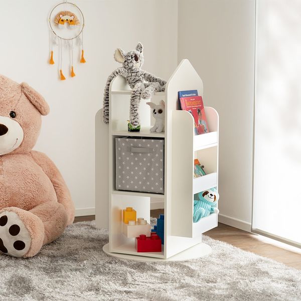 HOME DELUXE Kinderregal drehbar JUNA - 60 x 60 cm Weiß