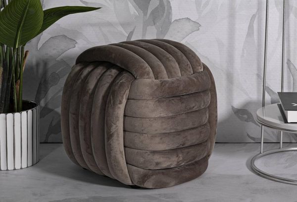 Dmora Pouf Karori 45 x 45 x 45h cm Grau, Kubische Form