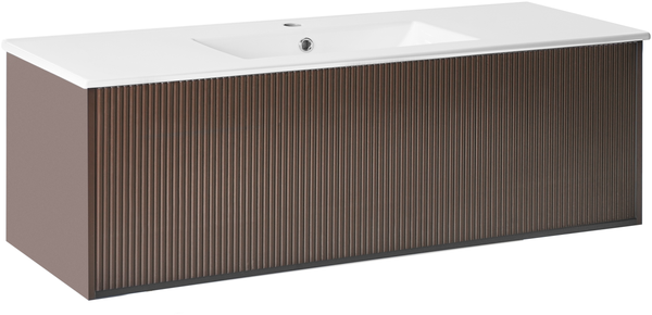 Wandmontierter Waschbeckenunterschrank mit Waschbecken MADIDI Braun