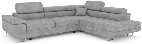 Stylefy Marokko Ecksofa Dunkelgrau Velours MONOLITH Rechts