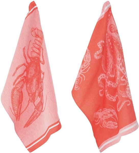 PAD Geschirrtuch SEA, (Set, 2-tlg), 100% Baumwolle, 50x70 cm, Motiv Meeresbewohner