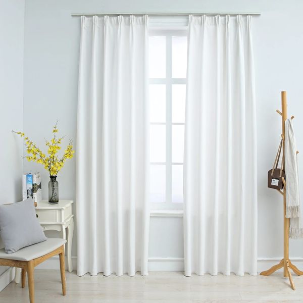 vidaXL Verdunkelungsvorhänge mit Haken 2 Stk. Grauweiß 140x245 cm 134487