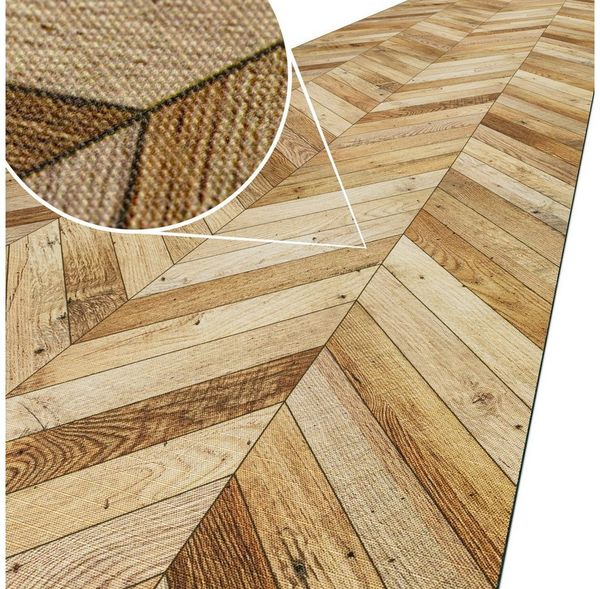 ANRO Küchenläufer Hochwertig GreenLine Flurläufer Teppichläufer Textil, Eckig, Bodenläufer 100x52cm Parkett Holz Beige pflegeleicht
