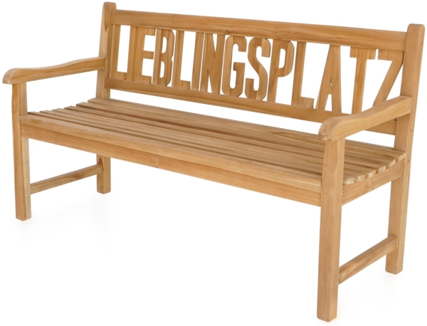 Teak Gartenbank LIEBLINGSPLATZ 150 cm 3-sitzig mit Armlehne Bild 3