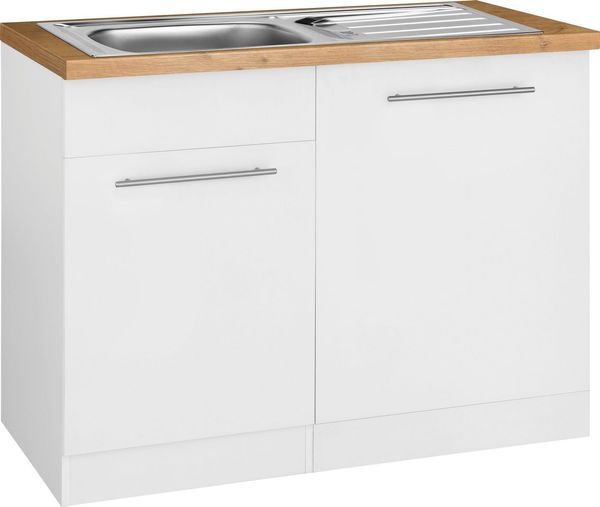 wiho Küchen Spülenschrank Unna 110 cm breit, inkl. Tür/Sockel/Griff für Geschirrspüler