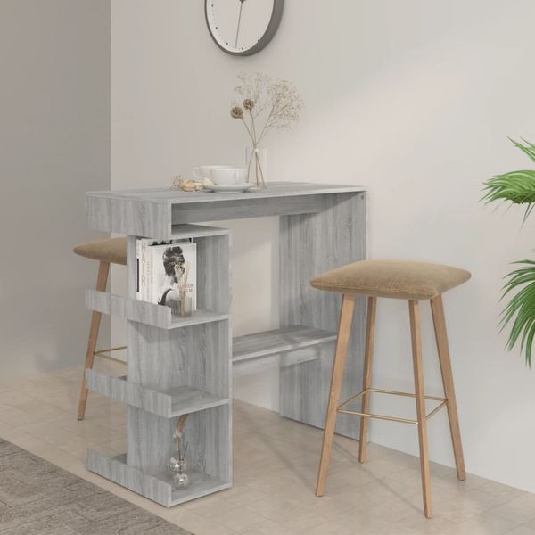 vidaXL Bartisch mit Regal Grau Sonoma 100x50x101,5 cm 812961