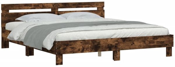 vidaXL Bettgestell mit Kopfteil und LED-Beleuchtung Räuchereiche 3207522 Bild 3