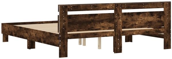 vidaXL Bettgestell mit Kopfteil und LED-Beleuchtung Räuchereiche 3207522 Bild 9