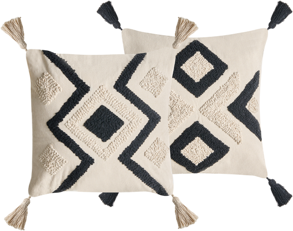 Dekokissen 2er Set SARACA Baumwolle 45 x 45 cm Schwarz Beige Geometrisches Muster