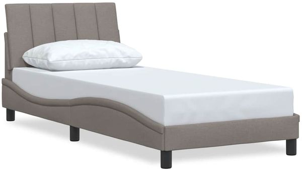 Einzelbettgestell Design für Erwachsene ohne Matratze Taupe 90x200 cm Stoff d5130e