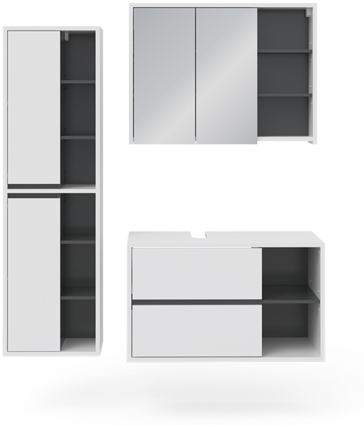 Badmöbel-Set Viola Weiß 3 Teile Vicco