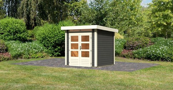 Karibu Holz Gartenhaus "Kandern 1", terragrau, 2x2 m (B x T),ohne Anbaudach