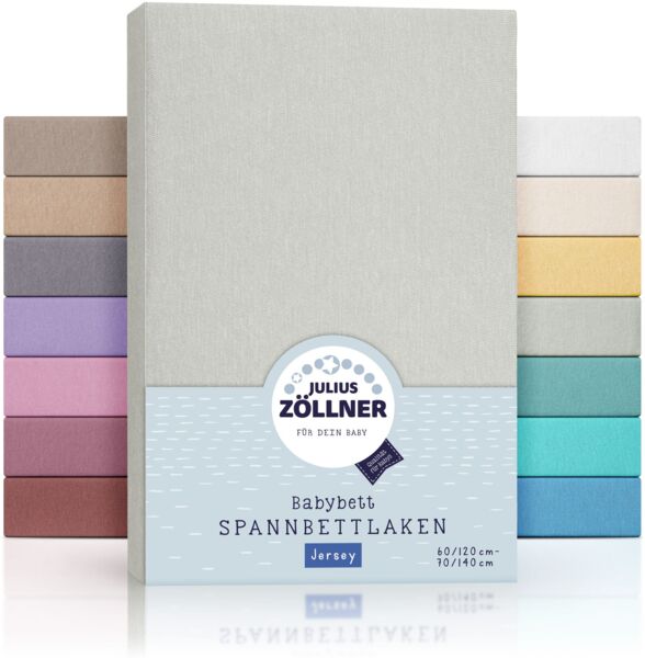 Jersey Spannbettlaken für Babymatratzen 60x120 bis 70x140cm, Hellgrau