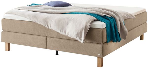 Carlota Boxspringbett braun Eiche MassivholzPolyester/Polyamid/Viskose 200cm x 180cm x 59cm