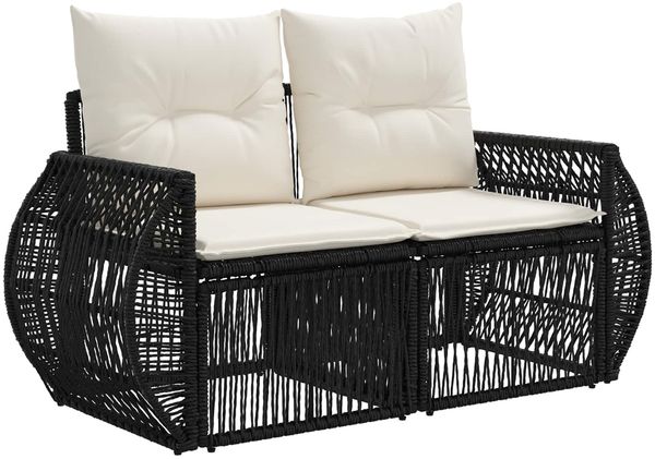 vidaXL Gartensofa-set 12 pcs Schwarz und Cremeweiß Poly-Rattan 3435472 Bild 3