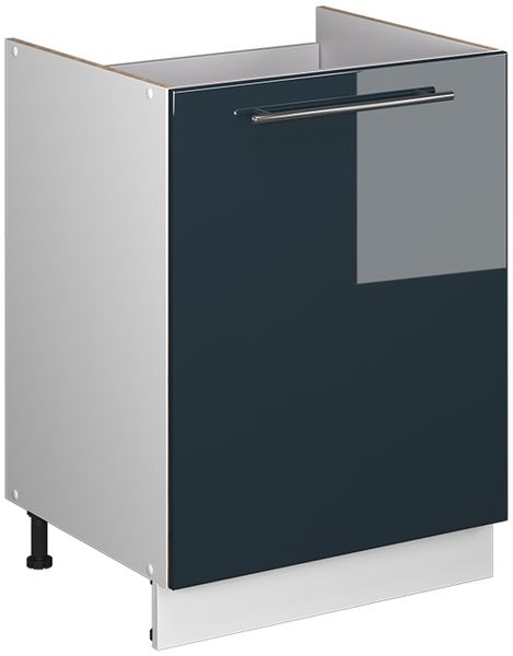 Spülenunterschrank Fame-Line Dunkelblau Hochglanz/Weiß 60 cm Vicco