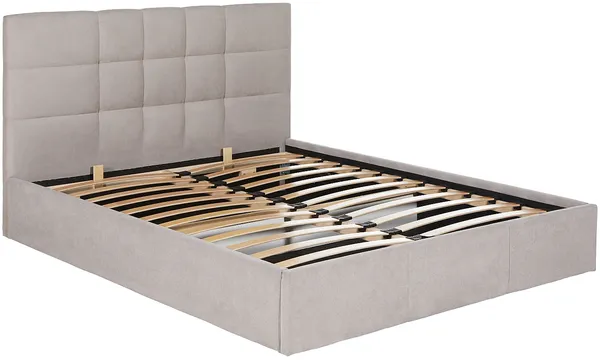 Vente-unique - ELIAVA Bett Stoff Beige - B 203 cm x H 106 cm x L 150 cm Bild 3