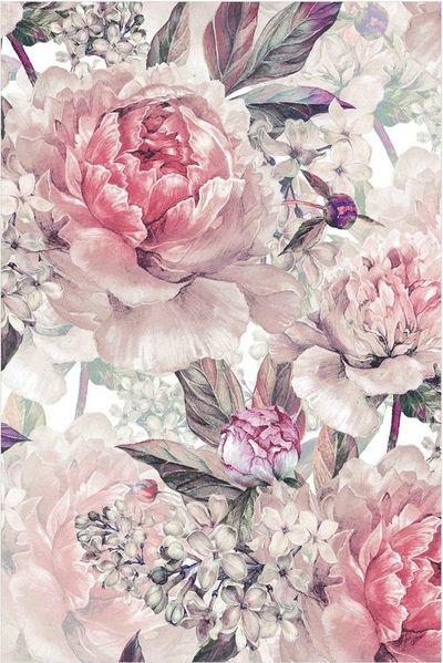 Bilderdepot24 Teppich Vinyl Wohnzimmer Schlafzimmer Flur Küche Blumen Landhaus, rechteckig - rosa glatt, nass wischbar (Küche, Tierhaare) - Saugroboter & Bodenheizung geeignet