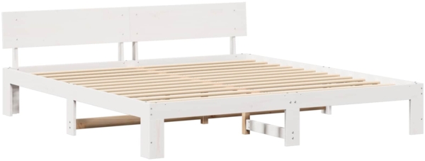 vidaXL Bettrahmen mit Kopfteil Weiß 180 x 200 cm Massives Kiefernholz 872642