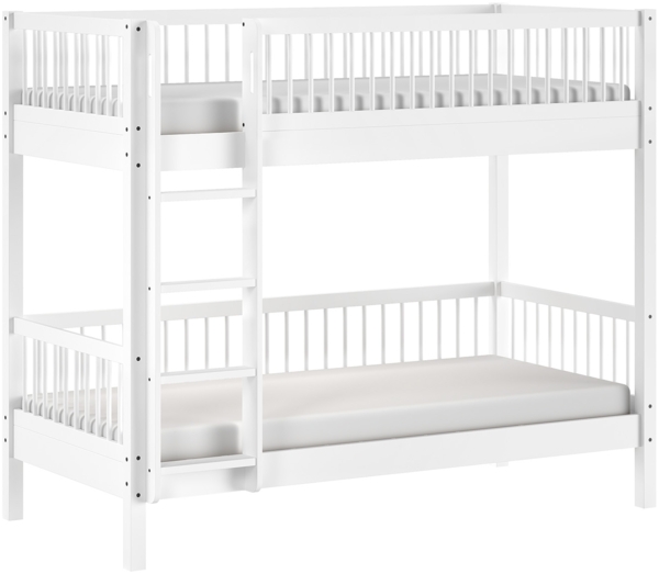 Etagenbett >Buche Massiv< Rollrost, 2x 90x200cm, Buche massiv weiß - 207,5x175,4x104,9cm (B/H/T)