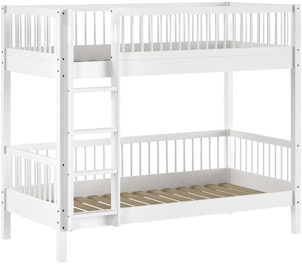 Etagenbett >Buche Massiv< Rollrost, 2x 90x200cm, Buche massiv weiß - 207,5x175,4x104,9cm (B/H/T) Bild 5