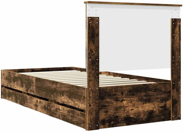 vidaXL Bettrahmen Geräucherte Eiche 90 x 200 cm Ingenieurs Holz 3411156 Bild 10